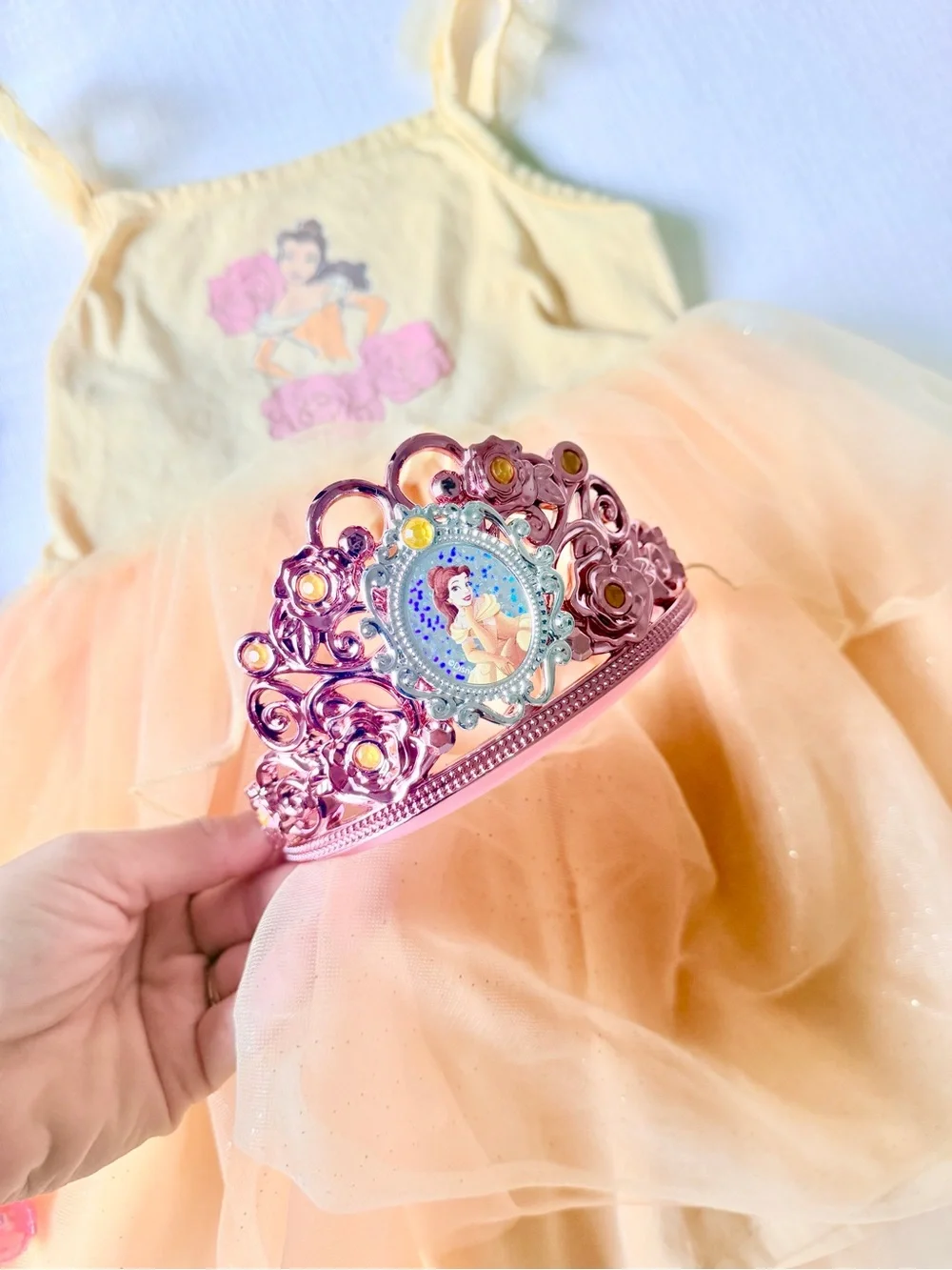 Belle Disney Princess dress up and crown accessories 5T set